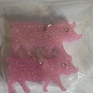 Glittery Pink Pig Earrings